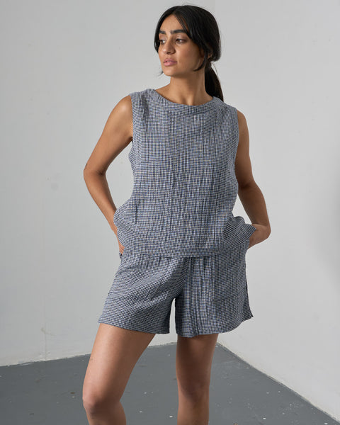 Petra Shorts in Navy Check