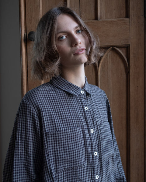 Ada Cropped Shirt in Grey Check