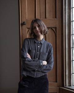 Ada Cropped Shirt in Grey Check