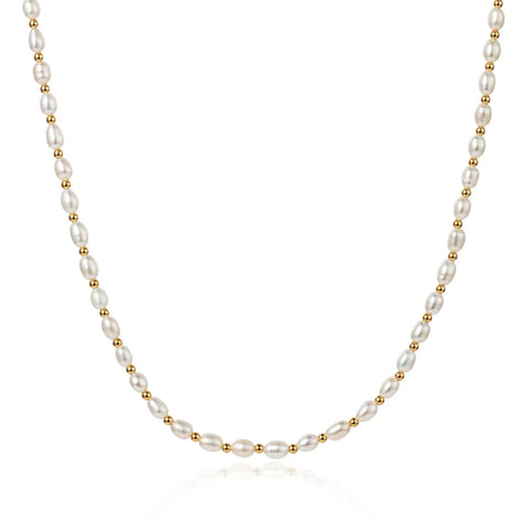 Freshwater Seed Pearl Necklace With 18k Gold Vermeil Beads