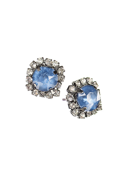 Chantilly Vintage Crystal Encrusted Stud in Lime Zest and Blue