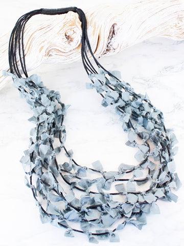 Multi Strand Knotted Fabric Necklace