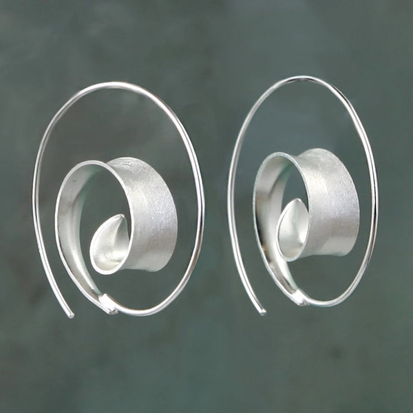 Curl Hoop Silver Earrings