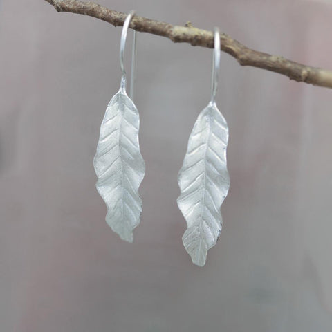 Banana Leaf Silver Earrings