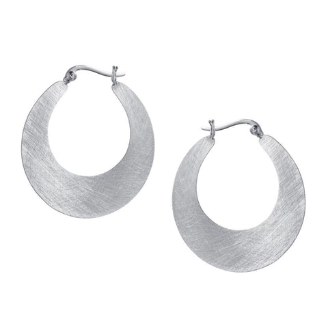 Crescent Hoop Large Earring in Silver