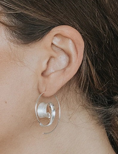 Curl Hoop Silver Earrings