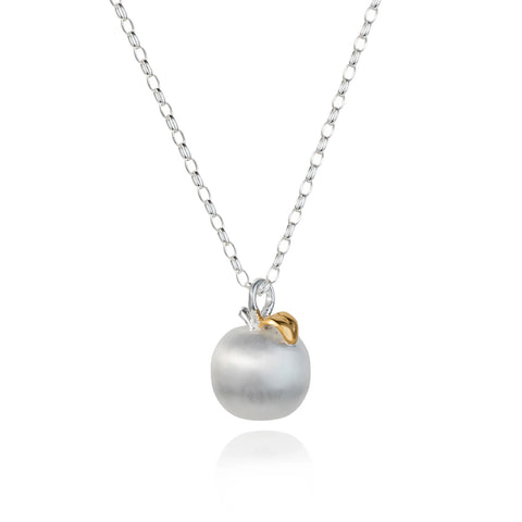 Silver and Gold Apple Necklace Pendant