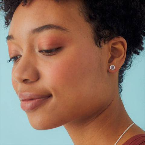 Silver and Amethyst Stud Earrings