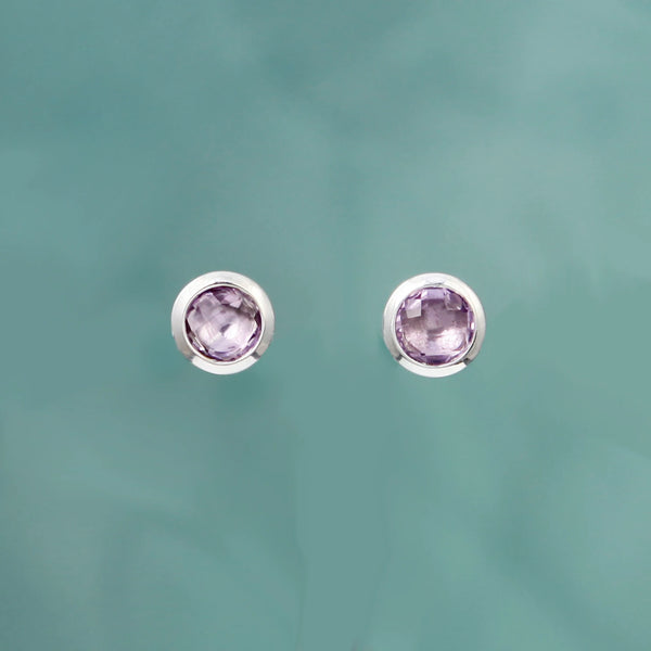 Silver and Amethyst Stud Earrings