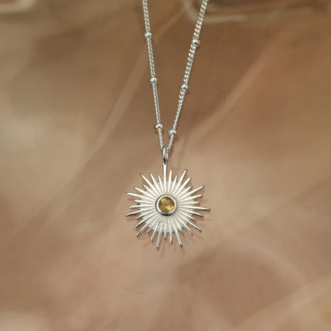 Sunburst Silver with Citrine Necklace