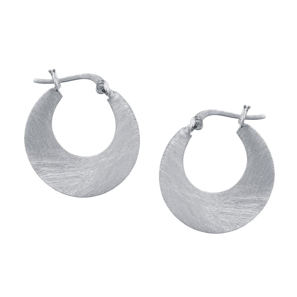 Small Crescent Hoop Earrings in Silver