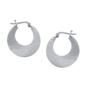 Small Crescent Hoop Earrings in Silver