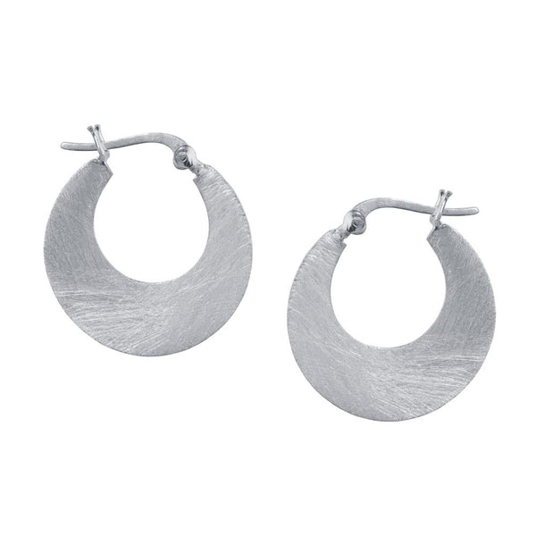 Small Crescent Hoop Earrings in Silver