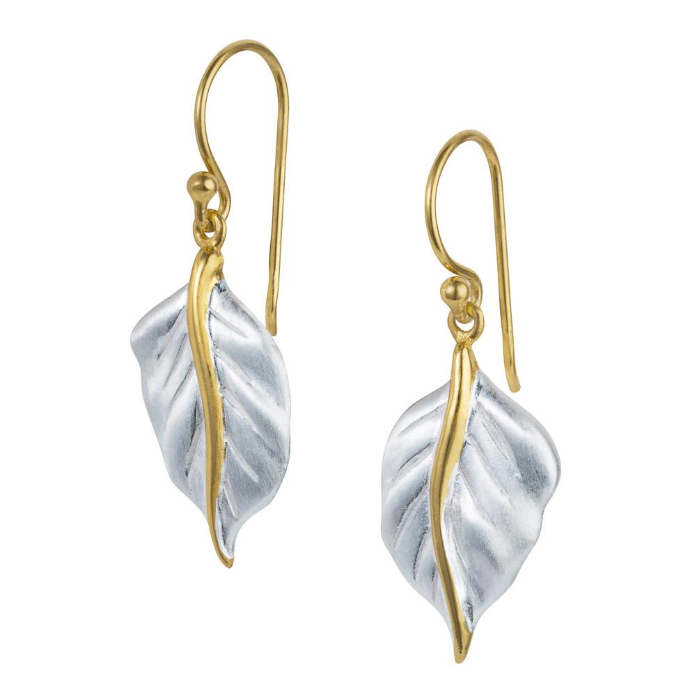 Silver Leaf Silver Earrings