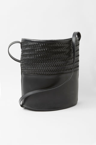 Woven Leather Bag in Black